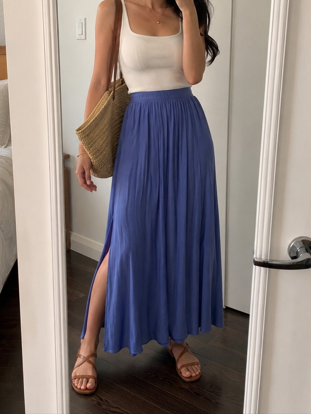 ASOS Blue Pleated Maxi Skirt Size 4